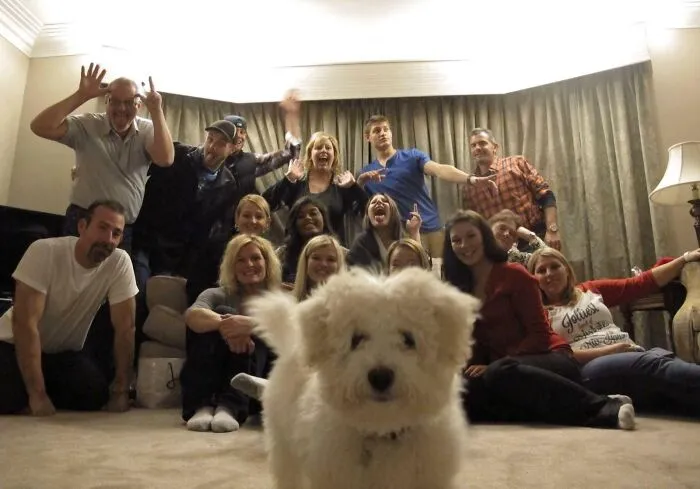 Family Christmas Picture Photobomb