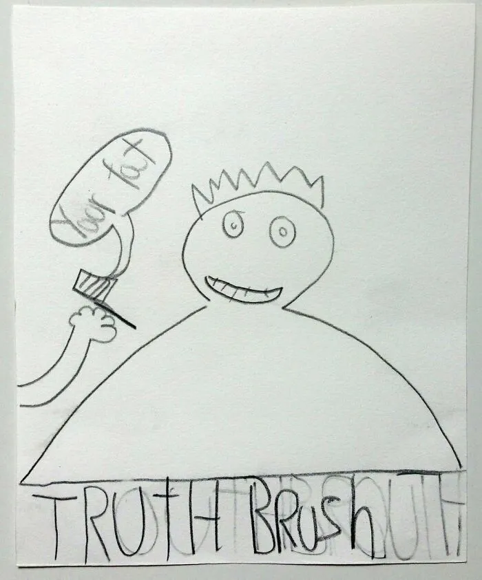 My 7 Year Old Kid Drew This Out Of The Blue At Breakfast The Other Day. I Found It After He Left For School