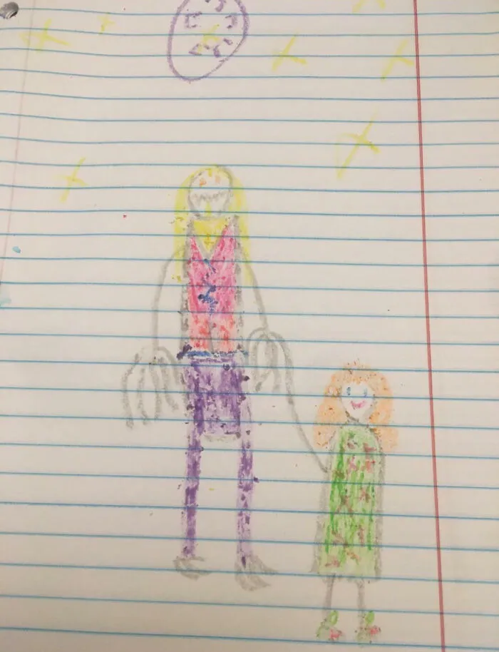El dibujo que hizo mi hija de ella y su amiga
