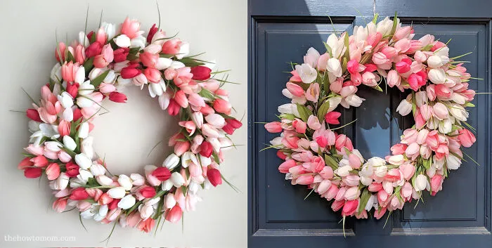 Mi intento de recrear una corona de tulipanes que vi en Pinterest