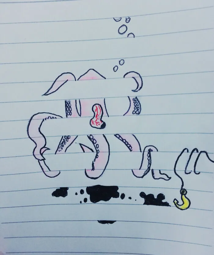 Un niño de 11 años dibujó esto en mi clase. Me pareció muy creativo