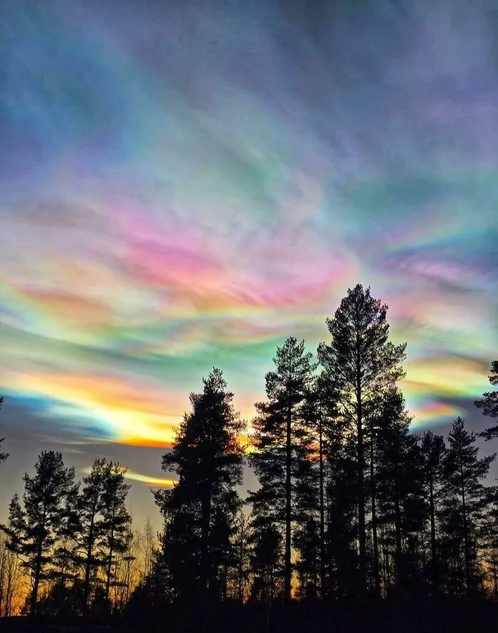 Beautiful Polar Stratospheric Clouds In The Sky Today In Finland