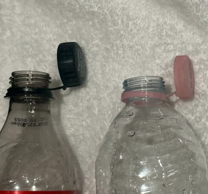 Plastic water bottles with attached caps as an impressive thing countries implemented to reduce litter and waste.