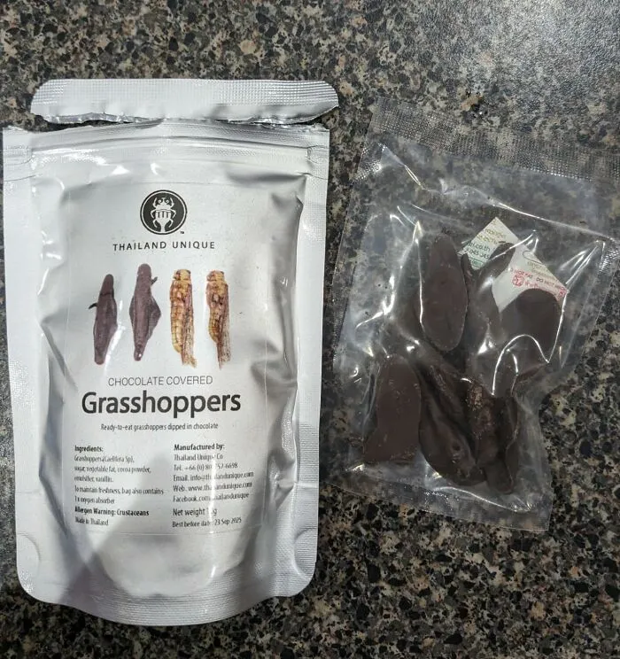 Chocolate Covers A World Of Hurt, So These <a Style="Display:inline;" Href="https://Www.amazon.com/Thailand-Unique-Chocolate-Covered-Grasshoppers/Dp/B0cpdcdnkk?ie=utf8&th=1&linkcode=ll1&tag=bpdog-20&linkid=1dffa105c30ba0c4987c8ce60e0c4799&language=en_us&ref_=as_li_ss_tl" Target="_blank"> <span Style="Font: Inherit; Color: #d74b1f;"> Chocolate Covered Grasshoppers</Span> Are A Gateway To The Hardcore Stuff