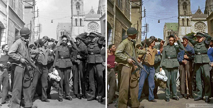 Street Scene During The Liberation Of Chartres, France, August 19, 1944