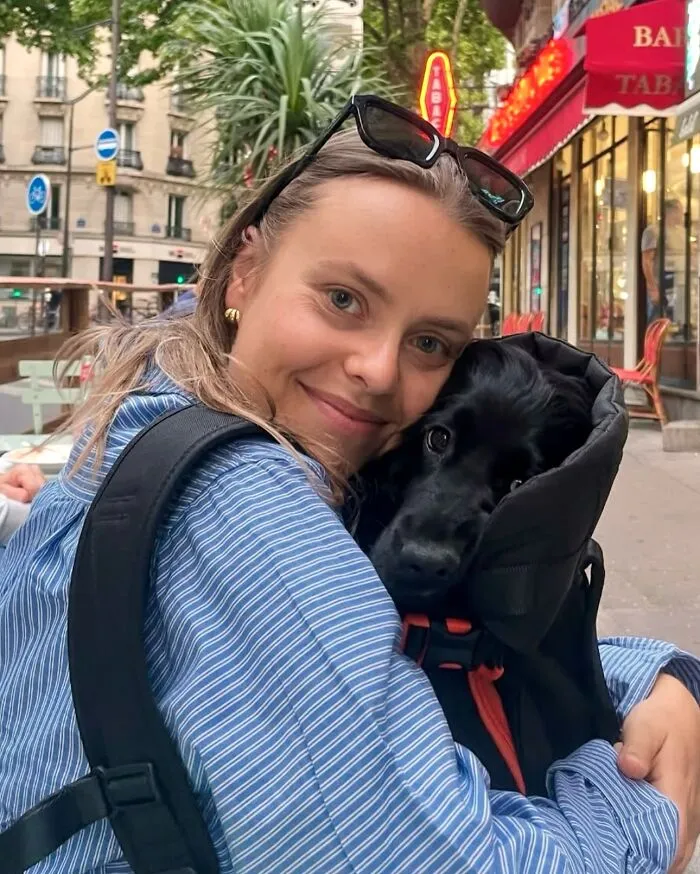 44 Wholesome Photos Of Pups Being Carried Through Cities In Backpacks