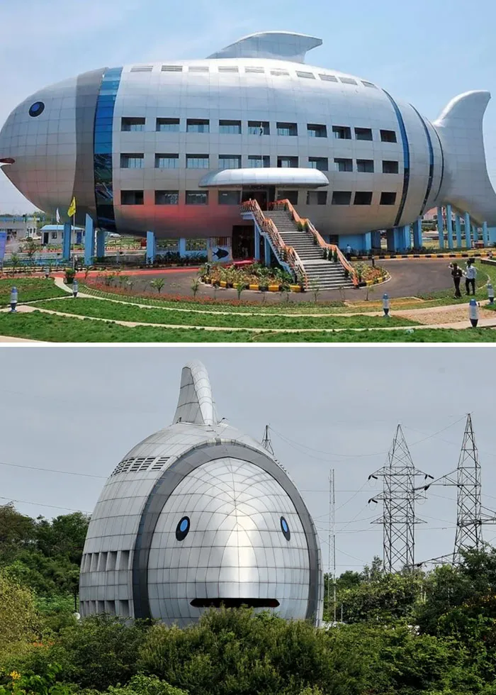 This Is The Headquarters Of The National Fisheries Development Board (Nfdb) In Hyderabad, India. This Building Is Just So Weird And Funny