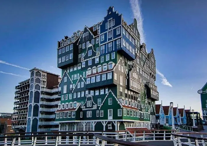 Hotel In Zaanstad (Nethwrlands) Lots Of Traditional Shapes Of Dutch Houses Together