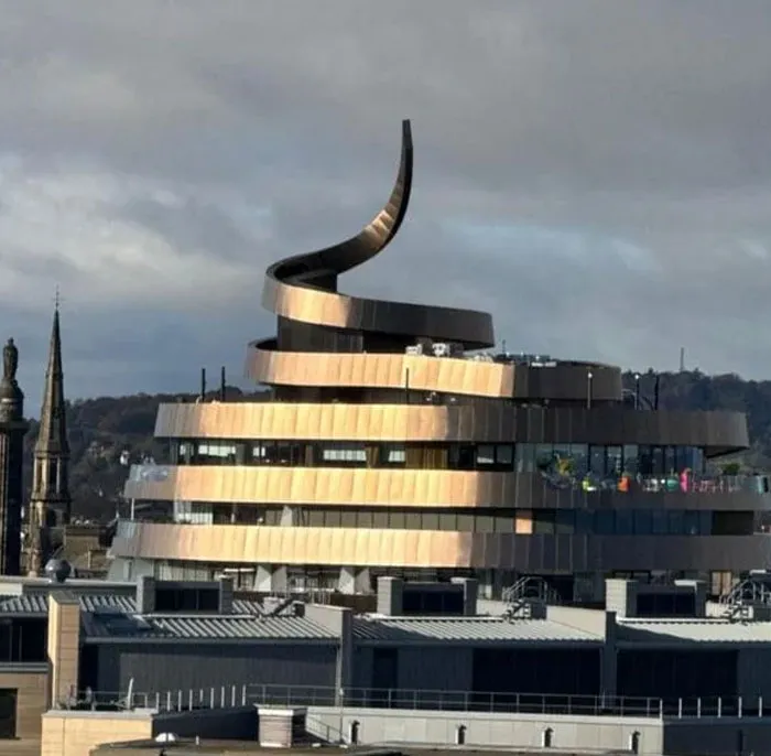 Scotland. The St James Quarter In Edinburgh, Affectionately Nicknamed 'The Golden Turd' For Obvious Reasons