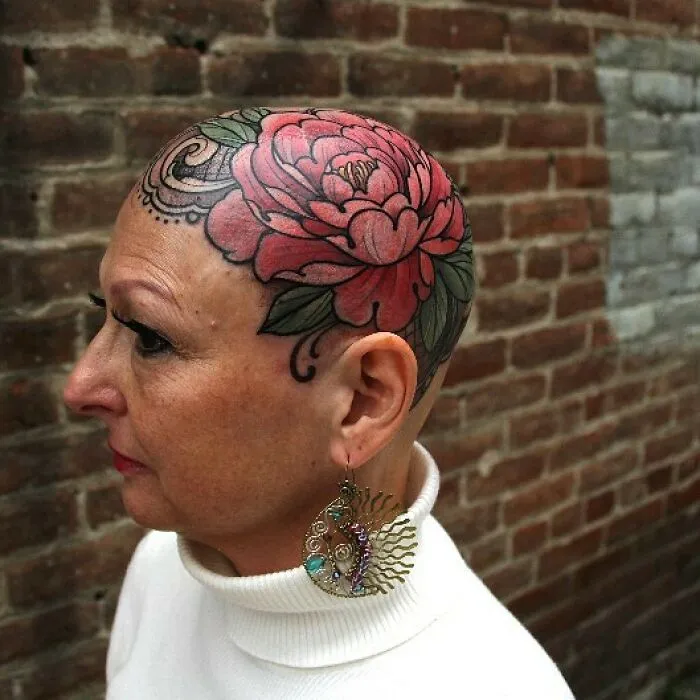 This Is Tanya. She Is An ER Nurse From SoCal. Last Year She Came To Me To Get Her First Tattoo Ever...on Her Head