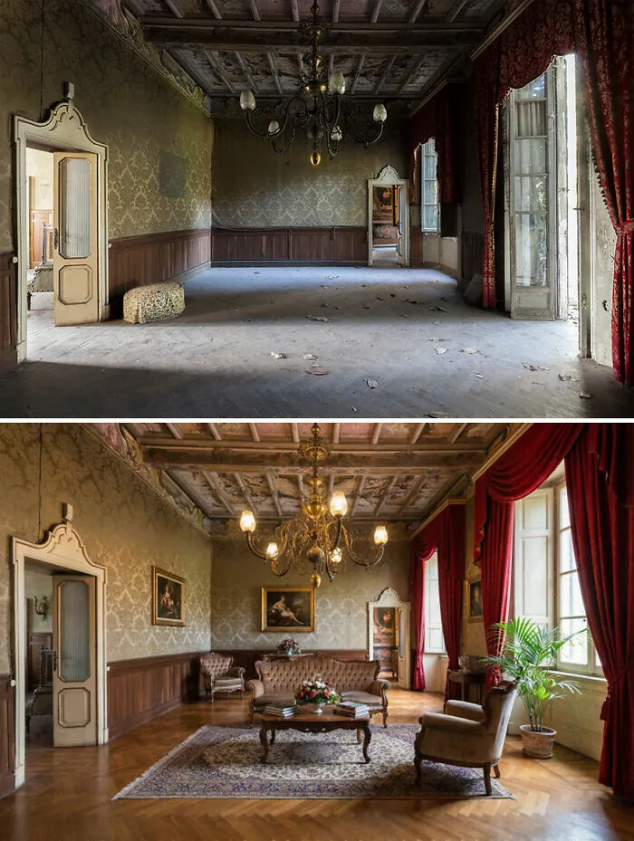 I Document Decay And Use AI To Show What These Places Looked Like Long Ago (20 Pics)