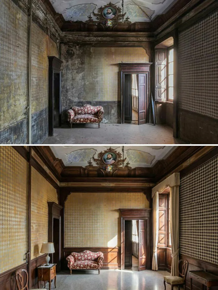 I Document Decay And Use AI To Show What These Places Looked Like Long Ago (20 Pics)