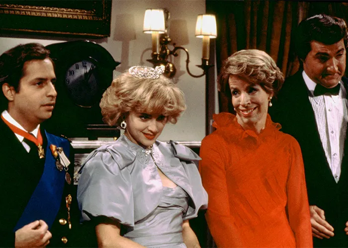 Madonna portraying Princess Diana