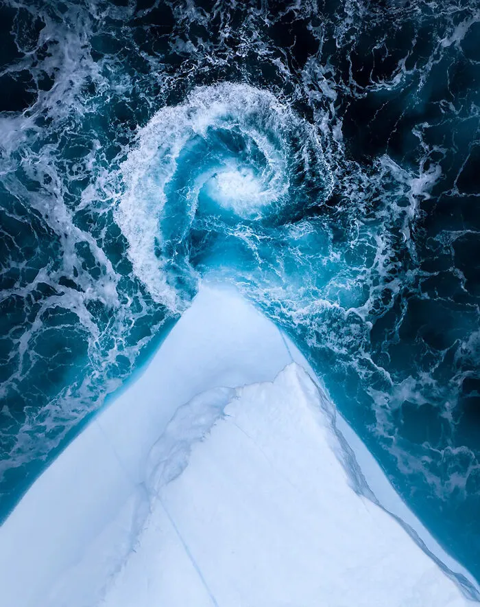 The Seascape Award: A Spiral Wave Crashes Off The Tip Of An Iceberg, Disko Bay, Greenland, By Jeroen Van Nieuwenhove
