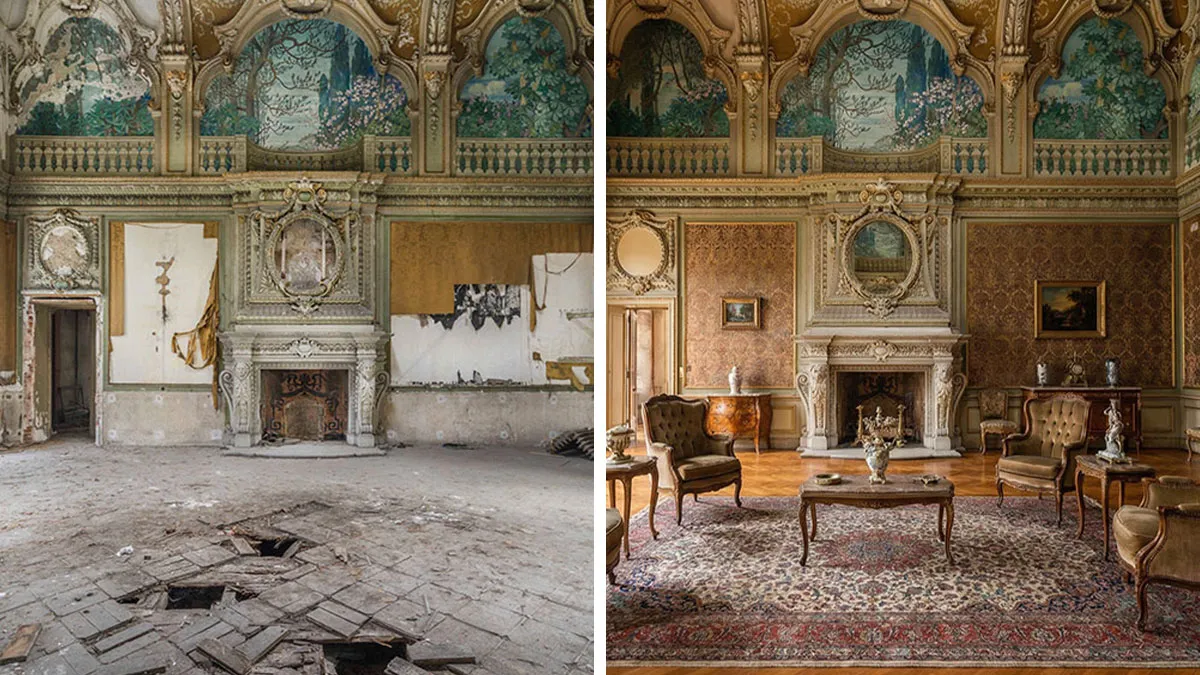 I Document Decay And Use AI To Show What These Places Looked Like Long Ago (20 Pics)