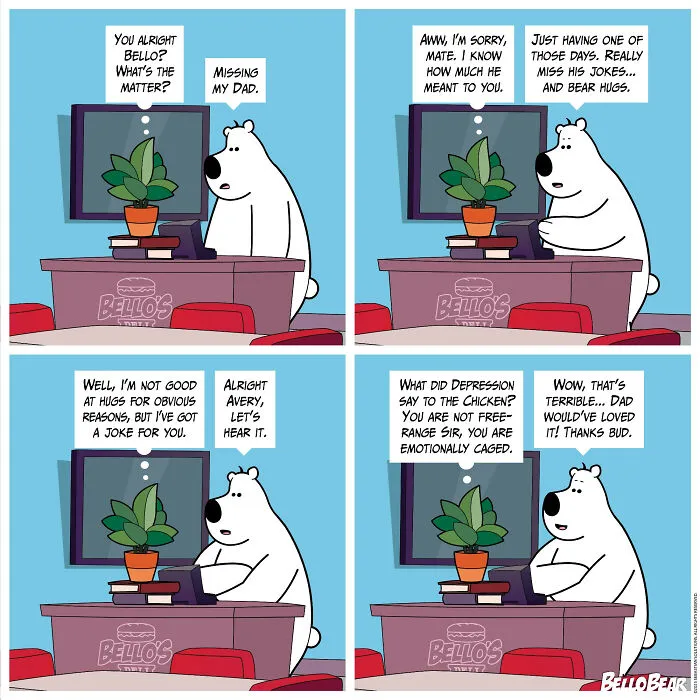 This Artist Makes Bello Bear Comics About Work, Food, And Modern Life (30 Pics)