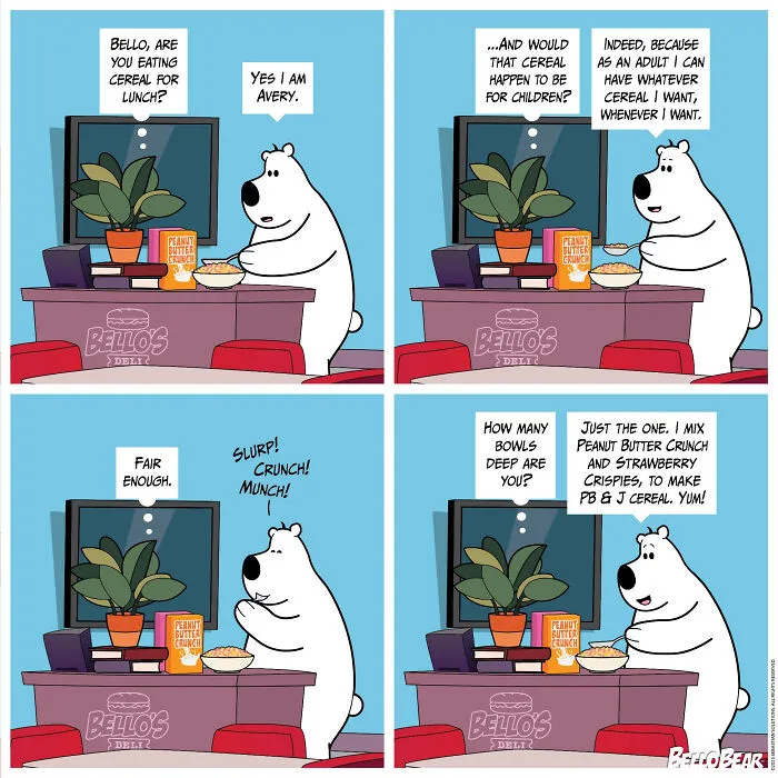 This Artist Makes Bello Bear Comics About Work, Food, And Modern Life (30 Pics)