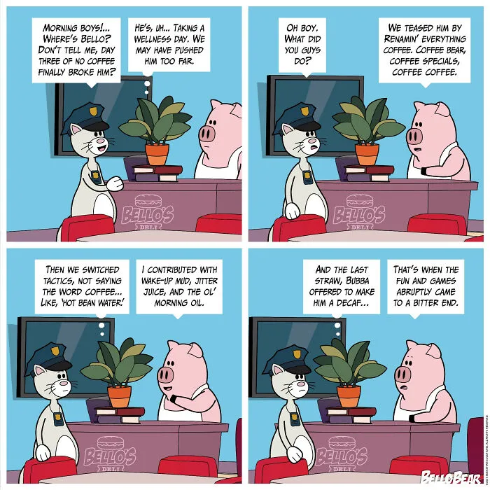 This Artist Makes Bello Bear Comics About Work, Food, And Modern Life (30 Pics)
