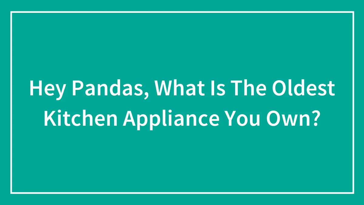 Hey Pandas, What Is The Oldest Kitchen Appliance You Own?