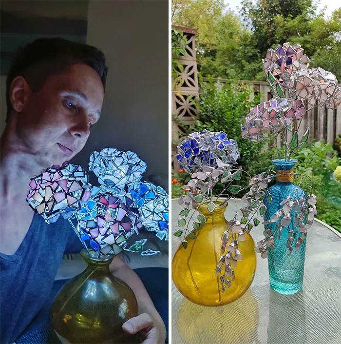 I Made Stained Glass Hydrangea Lights