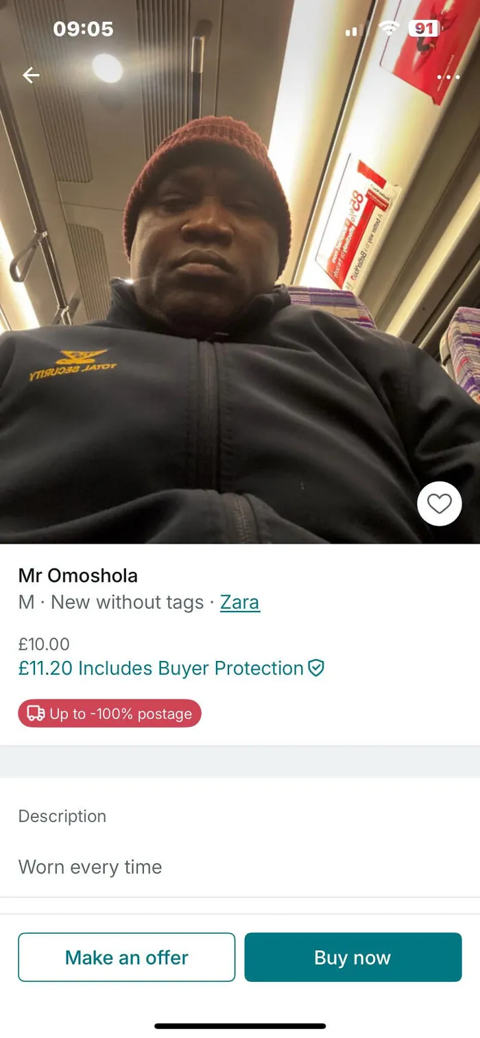 Man wearing dark jacket and beanie, selfie taken on a train, illustrating unhinged Vinted posts that surprise viewers.