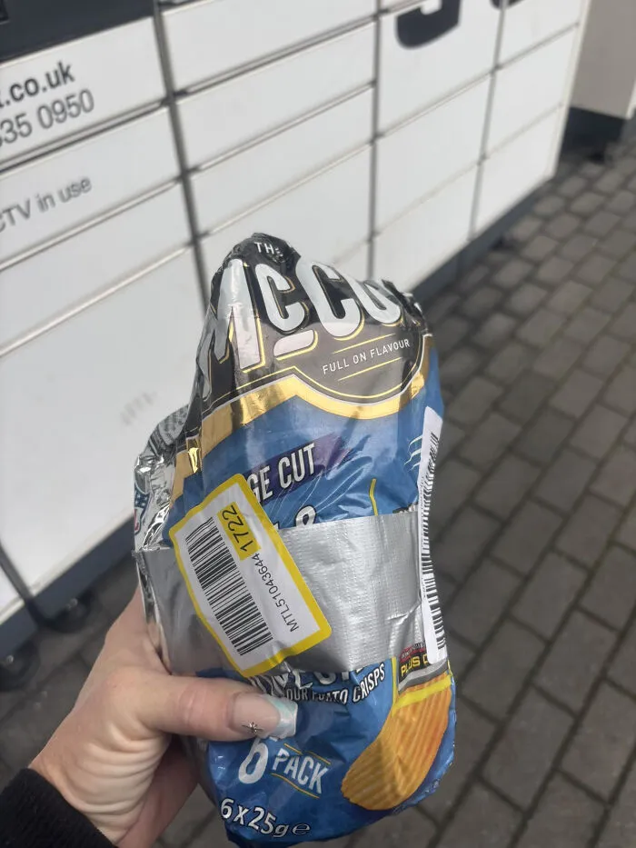 Picked Up My Vinted Parcel! I Understand Using A Bin Liner If Nothing Else But A Crisp Packet Wtf😂😂😂