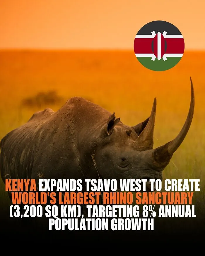 Kenya Officially Opened The World’s Largest Rhino Sanctuary! Tsavo West Has Been Expanded To A Massive 3,200 Km² To Help Black Rhino Populations Grow By 8% Every Year