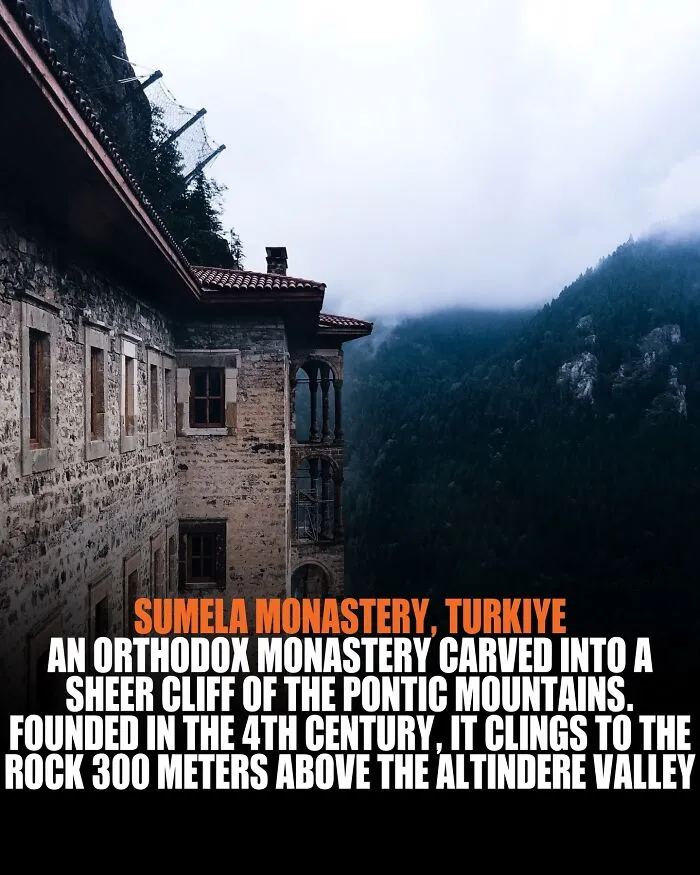 Founded In The 4th Century, This Incredible Structure Clings To The Sheer Cliffs Of The Pontic Mountains, 300 Meters Above The Valley