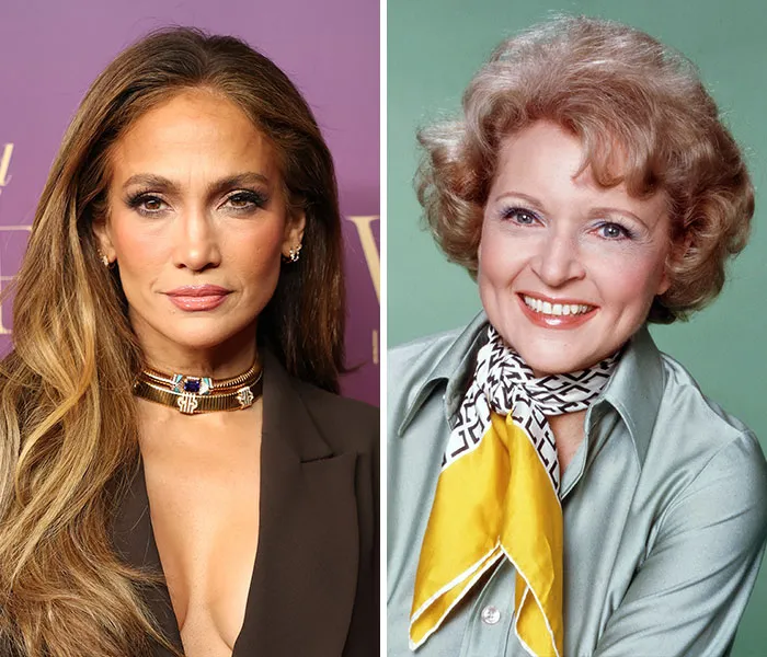 Jennifer Lopez (2025) & Betty White (1977) - 55 años
