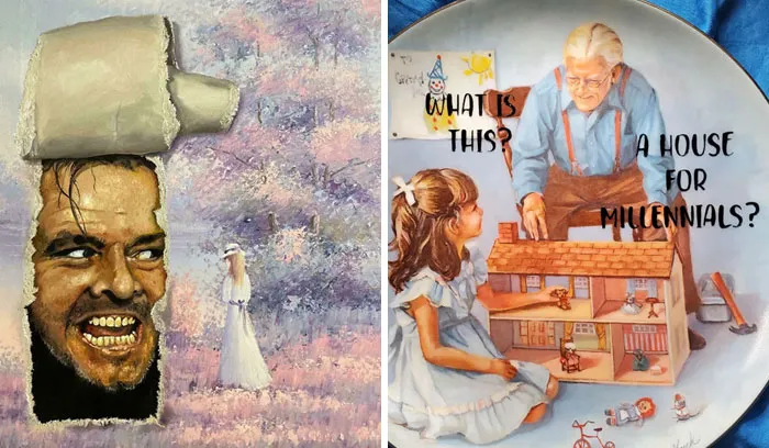 78 Of The Best 'Repaintings' Done By People On Old Thrifted Artworks (New Pics)