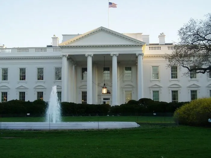 The White House exterior with columns and fountain, a disappointing tourist attraction locals still don’t get.
