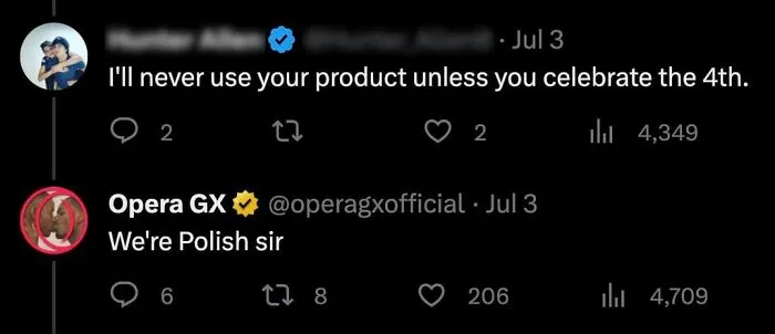 Screenshot of a ridiculous American internet comment and a humorous reply, illustrating internet comments that deserved to get roasted.