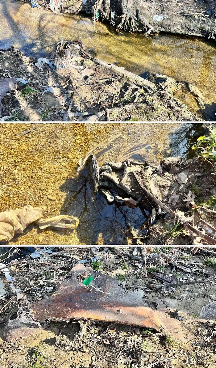 I Found An Overturned Car In A Ditch, With Some Parts Scattered