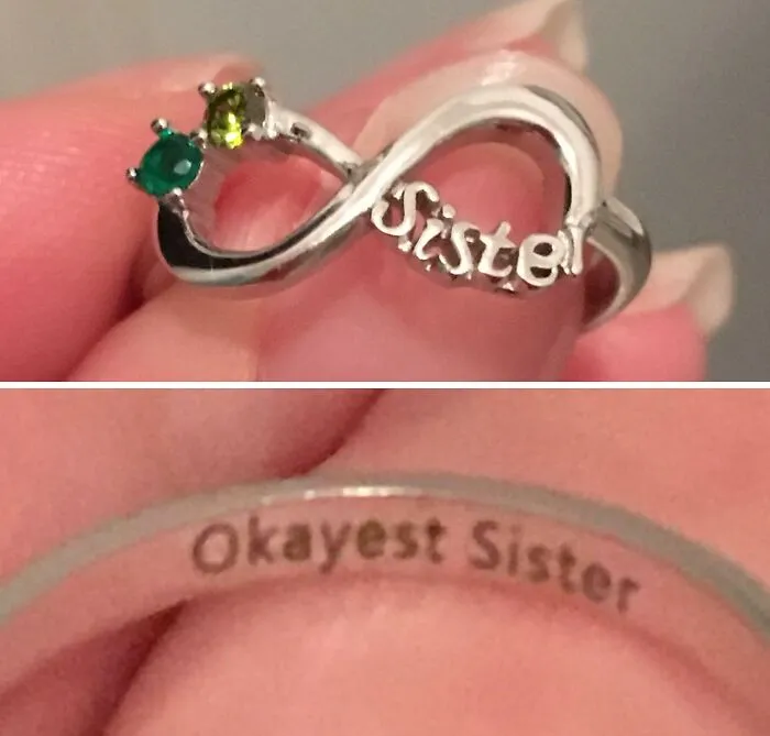 My Sister Bought Me This Ring With Our Birthstones For My Birthday With A Super Sentimental Message Engraved On The Inside