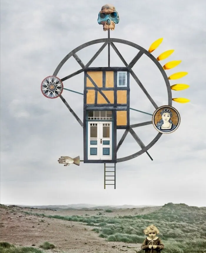 I Make Painting-Like Collages From Old Photos of Houses And People (23 Pics)