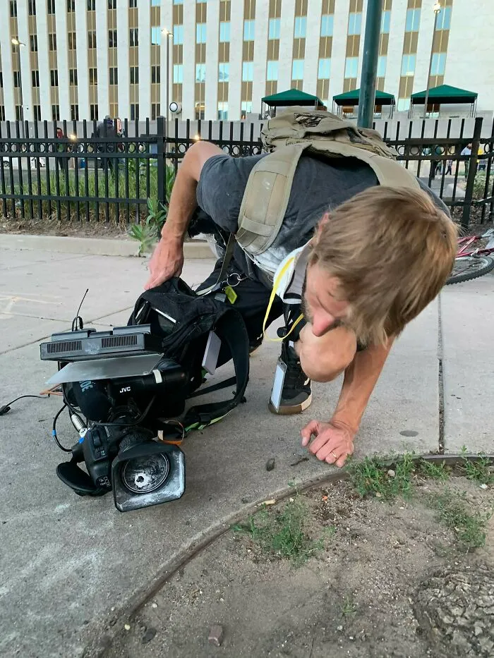 News Reporter In Denver Has His Camera Shot By Police