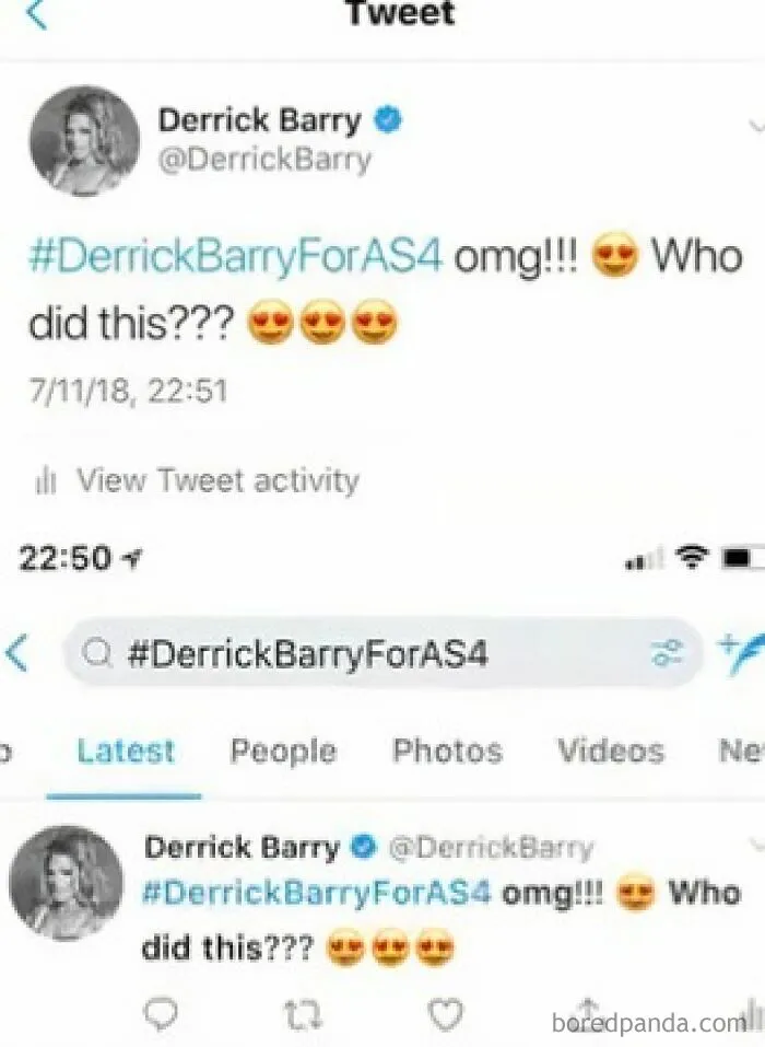 Tweet screenshot showing a pop culture moment making people cringe hard with repeated enthusiastic emojis.