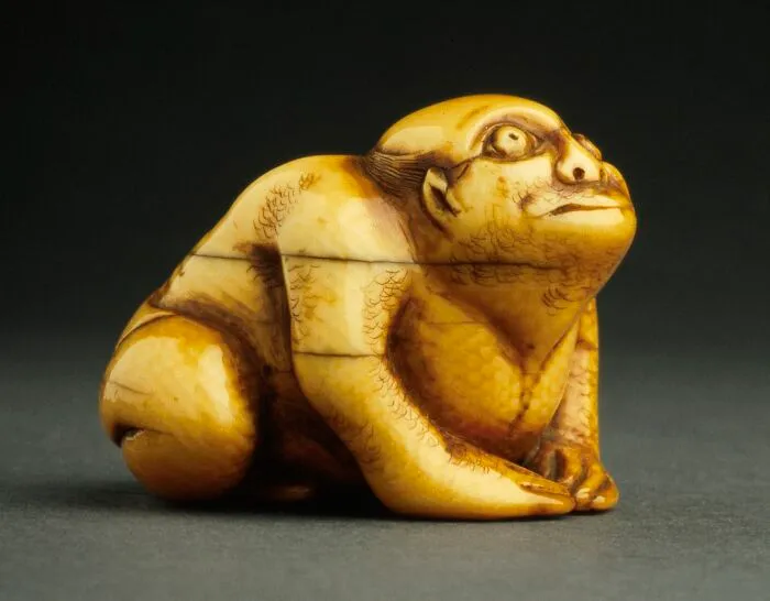 Carved Ivory Sculpture Of Tenjiku Tokubei: Master Of Frog Magic, Japanese, C. 1800-1850