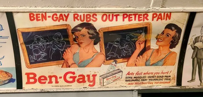 Peter Pain Was Ben-Gay's Villainous Mascot From 1942-1965. This Ad On A 93-Year-Old NYC Subway Train Elicited A Lot Of Snickers From Today's Passengers