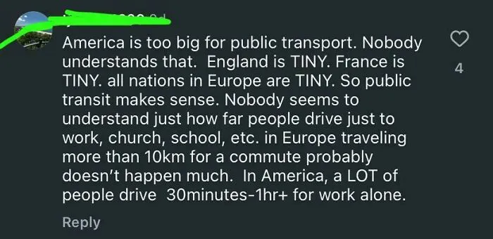 “American Is Too Big For Public Transport”