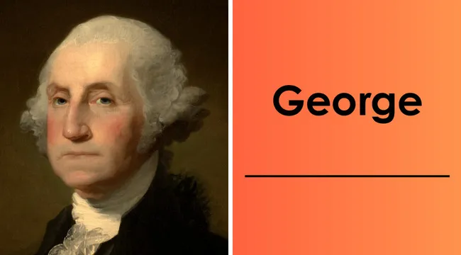 Portrait of George Washington, the 1st U.S. president, with text prompting to type all U.S. presidents' last names.