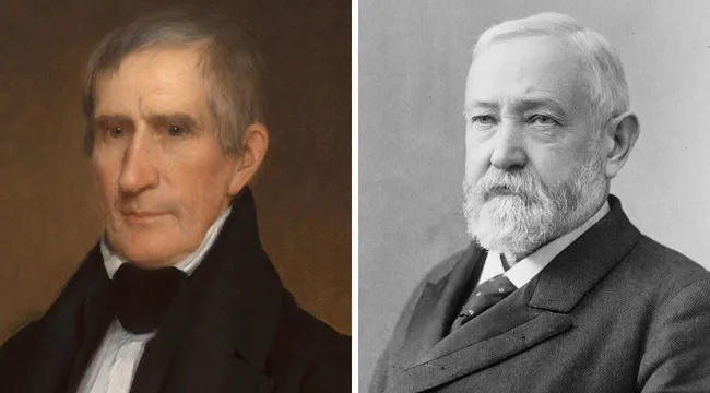 Portraits of William Henry and Benjamin Harrison, U.S. presidents sharing the last name Harrison.