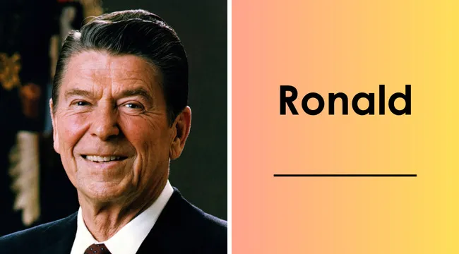 Ronald Reagan portrait smiling, representing the last name of the 40th U.S. president in history quiz image