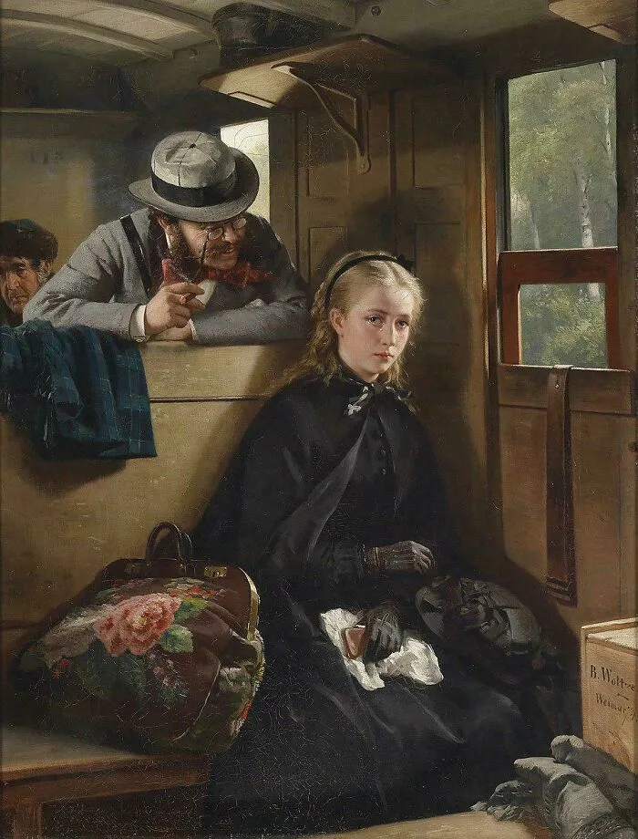 "The Irritating Gentleman" By Berthold Woltze, 1874. The Girl Has A Tear Near Her Eye And Behind The Man Is An Older Man Ignoring The Scene