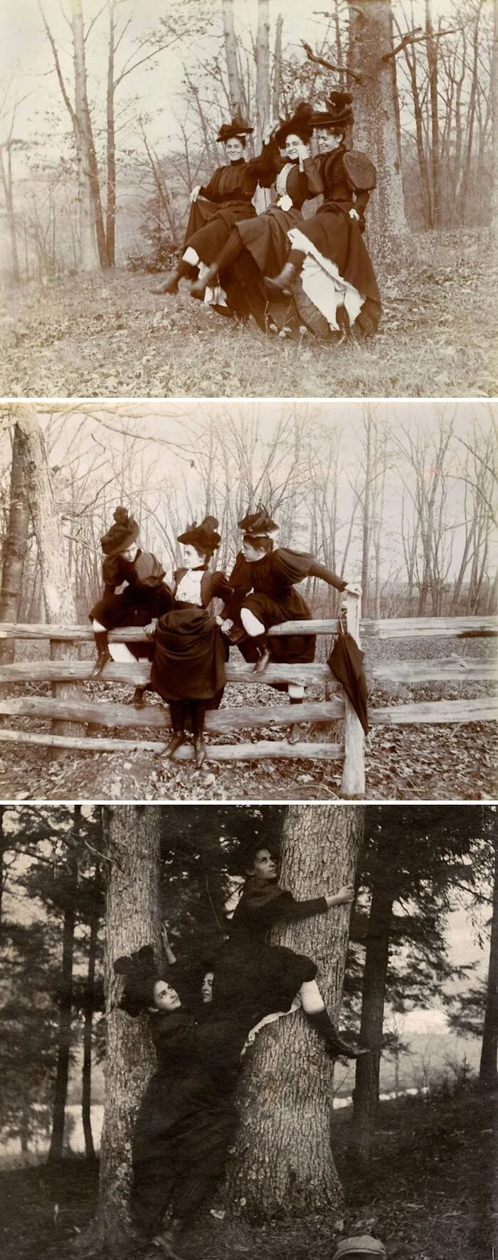 Photographs Of A Trio Of Women Frolicking, C. 1905