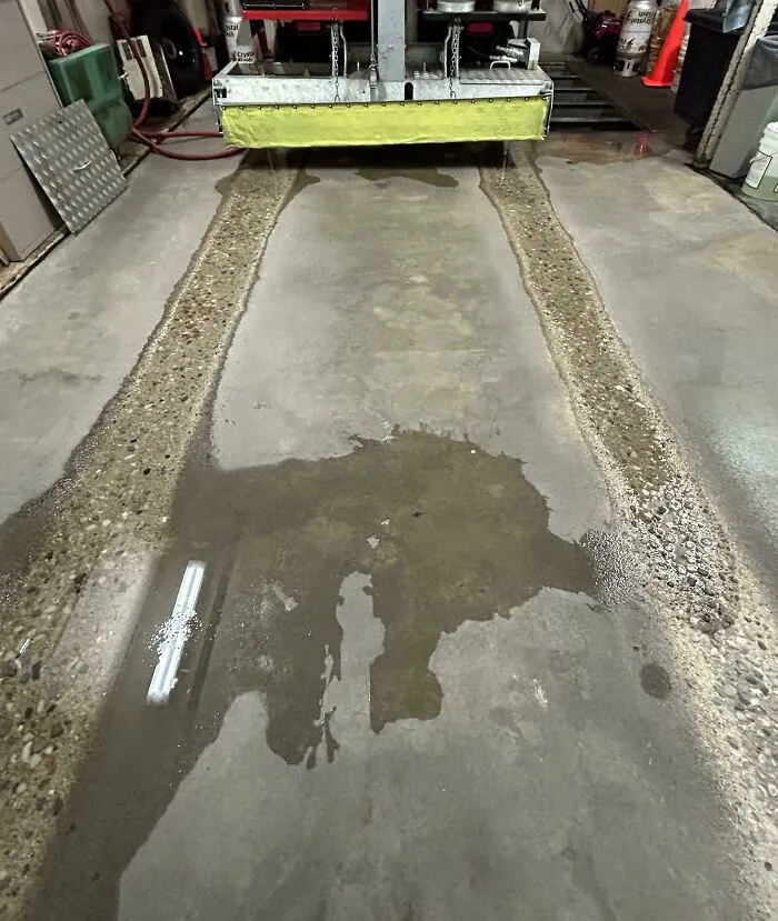 Concrete Worn Down By Zamboni Backing In And Out For 30 Years