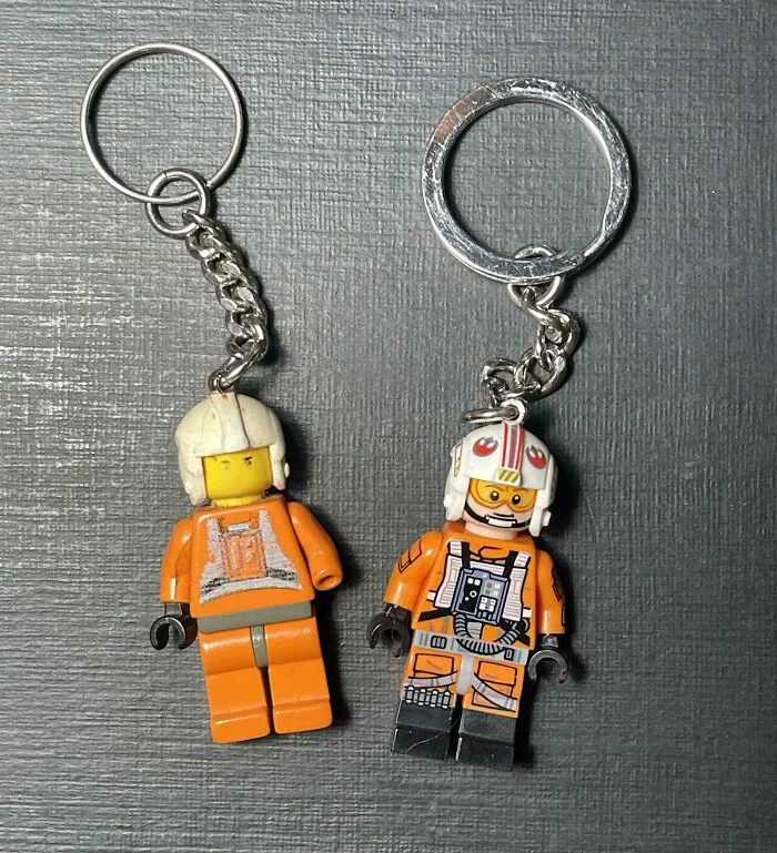 My Grandma’s LEGO Keychain vs. My LEGO Luke Keychain