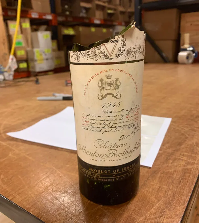 If You’re Having A Bad Day, Just Know That At Least You Didn’t Shatter A 16,000$ Bottle Of Victory In Europe, 1945 Château Mouton Rothschild