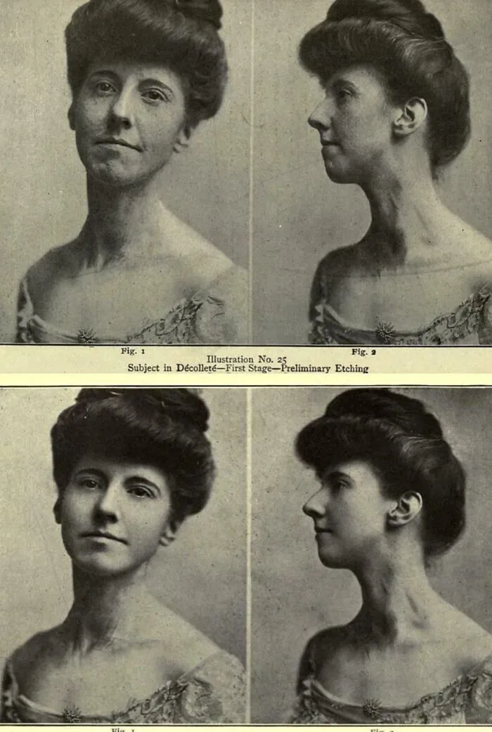 Pair of vintage black and white Victorian era portraits showing women with elegant hairstyles and period clothing.