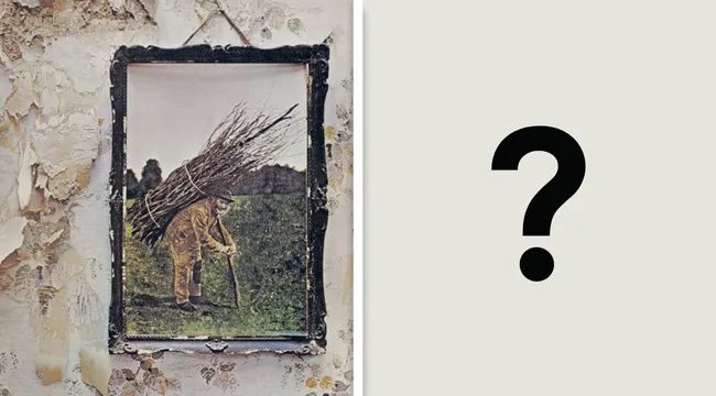 Album cover from 1971 featuring a man carrying branches, part of rock’s biggest mysteries in album covers.